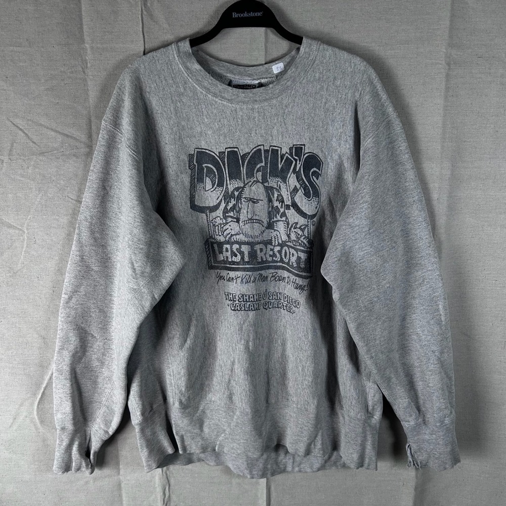 Vintage Lee Cross Grain Dicks Last Resort San Diego Sweatshirt XL Gray USA Made